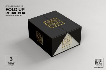 有创意的双层包装盒设计展示样机 Fold Up Retail Box Packaging