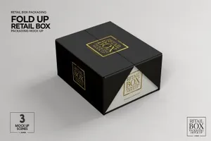有创意的双层包装盒设计展示样机 Fold Up Retail Box Packaging