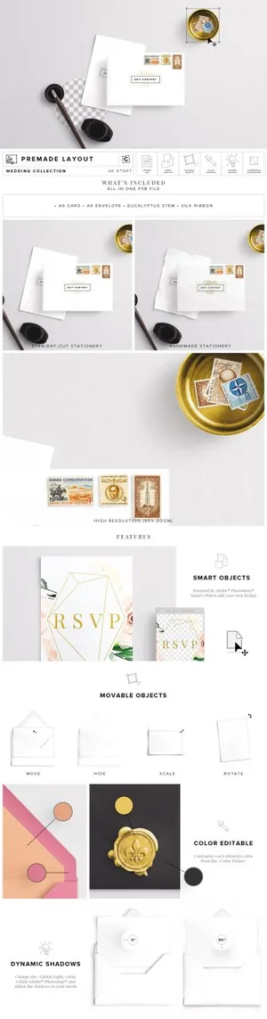 信封卡片样机模板 Envelope amp;amp; Card Mockup