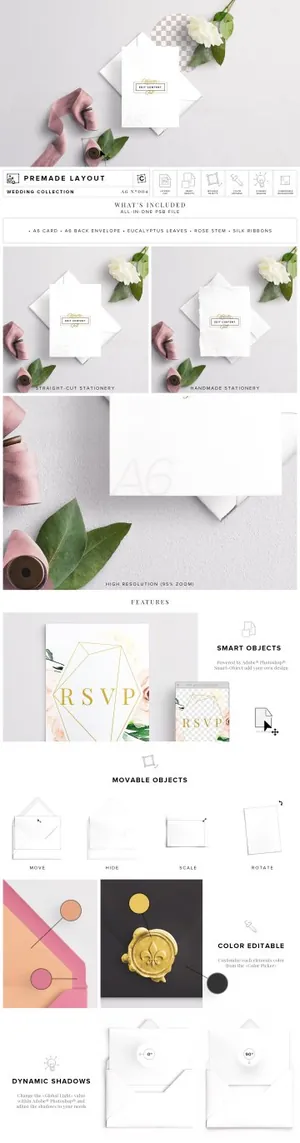 信封邀请函样机模板 Wedding Invite Envelope Mockup