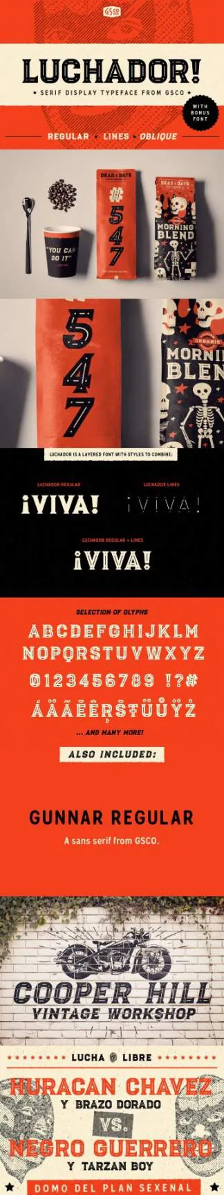 墨西哥个性复古英文装饰字体 Luchador - Serif display typeface