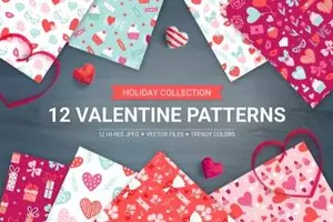 一批烘托节日气氛的图案 Valentine Patterns 设计元素