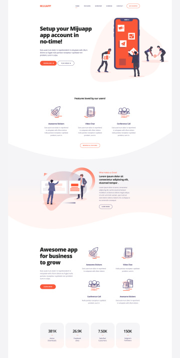 Bootstrap网格系统移动APP介绍网页落地页模板 Mi