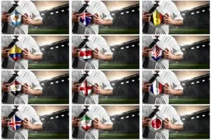 国家足球队支持者肌肉男样机 National soccer team