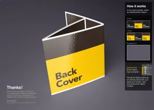 折页传单模型PSD贴图模板Square Trifold Flyer Mock-Up