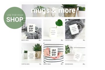 白色咖啡杯马克杯样机模板 White coffee mug mockups