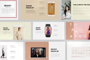 时尚杂志简约品牌独特幻灯片Model - Keynote Template