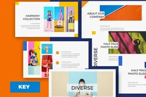 时尚清新高端配色的多用途幻灯片diverse-keynote-template