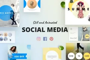 时尚电子商务主题演讲动画幻灯片RAVI Social Media Pack