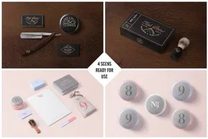 美发美容品牌VI样机模板 Barber  Cosmetics Branding