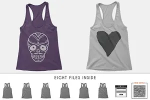 交叉吊带女士背心样机模板 Women’s Racerback Tank-Top