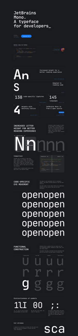 适合编程软件的开源等距英文字体 JetBrains Mono: Free typeface for developers