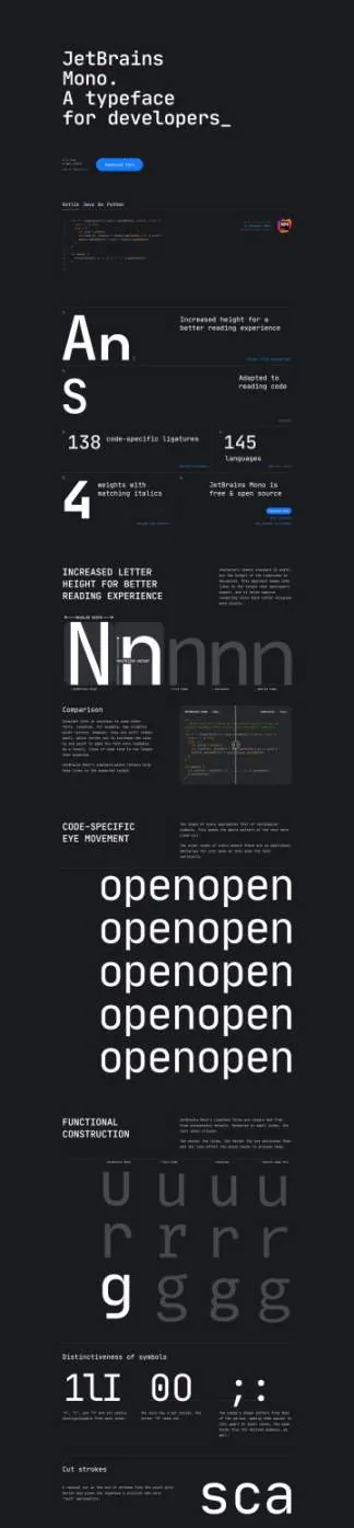 适合编程软件的开源等距英文字体 JetBrains Mono: Free typeface for developers