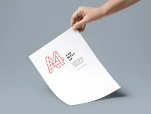 手拿A4纸模型PSD贴图模板A4 Paper PSD MockUp 样机模版