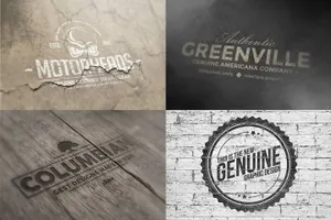 经典的有裂痕的logo设计展示样机 Vintage Logo Mock-ups