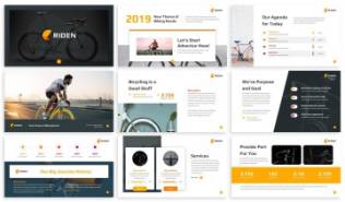自行车品牌介绍PPT幻灯片模板 Riden – Bikeshop Powerpoint Template