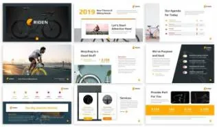 自行车品牌介绍PPT幻灯片模板 Riden – Bikeshop Powerpoint Template
