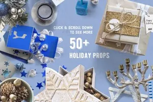 假日和光明节道具蓝色 Holiday  Hanukkah Props in Blue