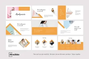 优雅清新风格化妆品美容主题PPT幻灯片模板 Apolynaris – Powerpoint