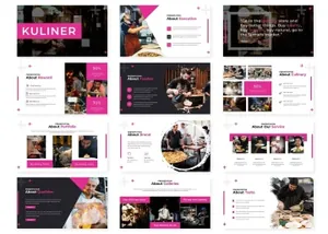 餐厅美食主题餐厅加盟PPT幻灯片模板下载 Kuliner – Powerpoint