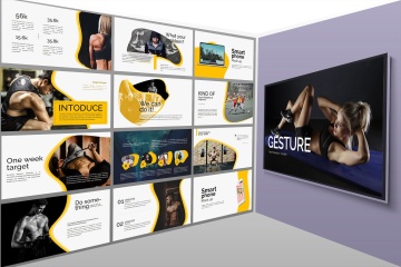 健身俱乐部主题PPT幻灯片模板 Gesture Athletics Powerpoint