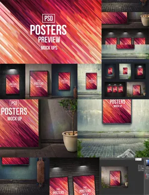 时尚高端大气的户外广告海报设计9posters-mock-ups