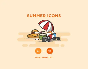 FREE SUMMER ICONS UI 素材