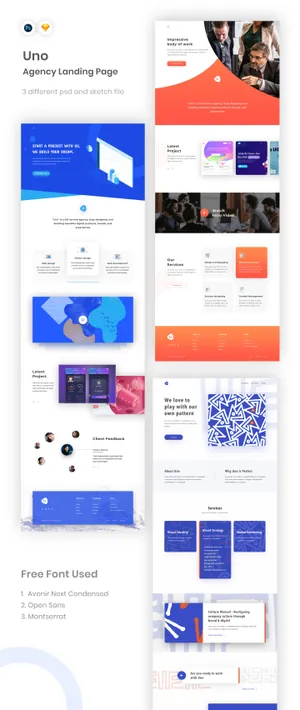 3个不同的创意机构Web网页设计模板素材 Creative