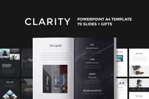 A4尺寸的高端时尚ppt模板Clarity PowerPoint Template