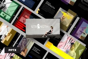 时尚高端的高对比度幻灯片strenght-black-powerpoint