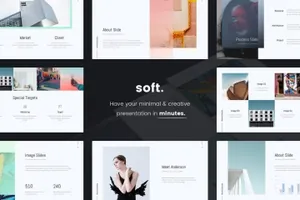 时尚高端的高品质简约多用途的幻灯片soft-minimal-clean-template