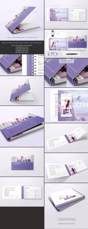 螺旋装订精装书籍样机贴图Book-mockups