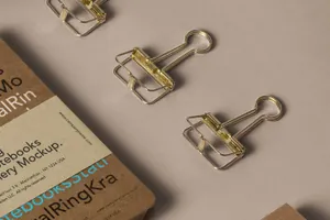 螺旋环牛皮纸手写笔记本记事本贴图样机模板 Spiral Ring Psd Notebook Mockup