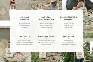 百搭实用的帆布袋环保袋设计样机Canvas Tote Bag