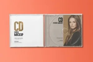 时尚高端逼真皮质的房地产CD光盘cd-label-case-mockups