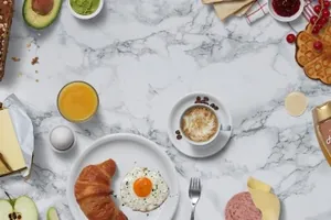 俯视图冰淇淋早餐煎蛋华夫饼Kitchen Mockup Scenes