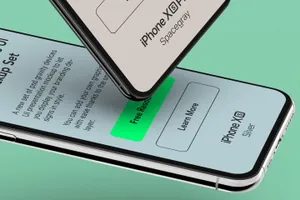 漂浮的苹果手机平板电脑场景贴图样机模板 Gravity Psd Devices UI Mockup Set v7