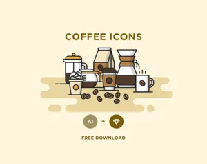 FREE COFFEE ICONS UI 素材