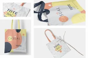 时尚布艺手提包手提袋样机模板Tote bag mockups