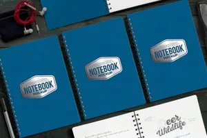 4个带有可移动元素的笔记本日记本notebook-mockups