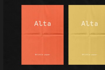 真实褶皱感觉的海报设计展示样机Fold Paper