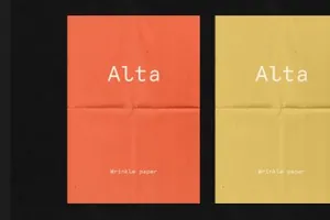 真实褶皱感觉的海报设计展示样机Fold Paper