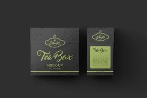 逼真场景高分辨率茶叶茶盒包装盒Tea Box Mock-Up