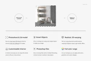 室内场景枕头抱枕样机套装Interior Scene