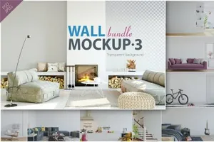 温馨的室内墙壁画框样机 Interior Wall Mockup – Bundle