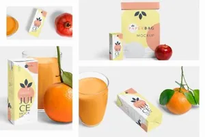 果汁牛奶盒子包装样机展示模板