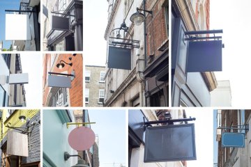 时尚的店招模型 Shop sign mockup 2 for photoshop