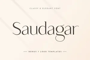 时尚别致的现代书法英文字体 Saudagar Display Font + 7 Bonus Logo