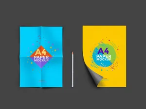 A4纸模型PSD贴图模板A4 Paper Mockup PSD 样机模版