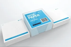 高品质的正方形便签塑料盒包装note-paper-cube-plastic-holder-mockup